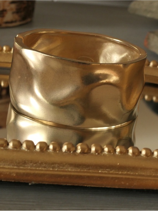 Chico's Jewelry - CHICO'S 'CIANA' WIDE HAMMERD GOLD TONE MOLTEN HINGED CUFF BANGLE BRACELET